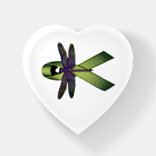 Hippie Dragonfly Green Ribbon Cerebral Palsy Aware Paperweight