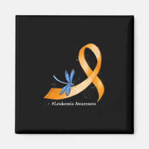Hippie Dragonfly Orange Ribbon Leukemia Awareness Magnet