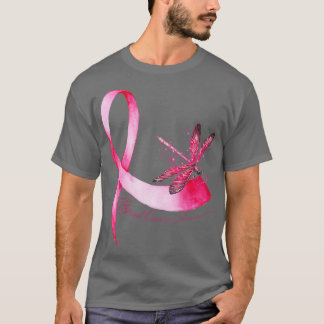 Hippie Dragonfly Pink Ribbon Breast Cancer Awarene T-Shirt