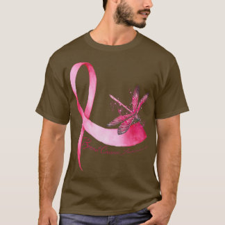 Hippie Dragonfly Pink Ribbon Breast Cancer Awarene T-Shirt