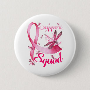 Hippie Dragonfly Pink Ribbon Breast Cancer Button