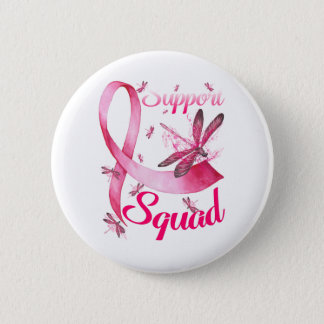 Hippie Dragonfly Pink Ribbon Breast Cancer Button