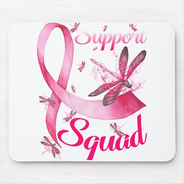 Hippie Dragonfly Pink Ribbon Breast Cancer Mouse Pad (Front)