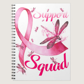 Hippie Dragonfly Pink Ribbon Breast Cancer Notebook