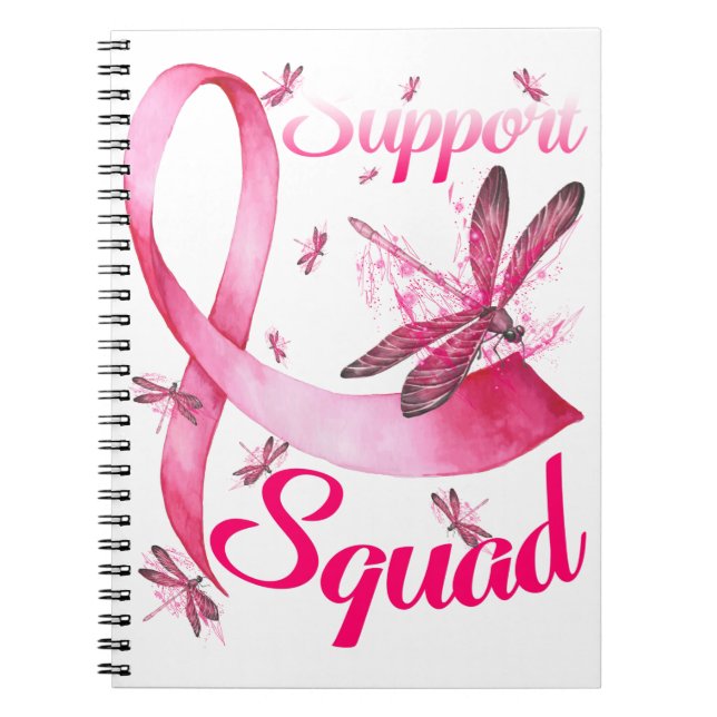 Hippie Dragonfly Pink Ribbon Breast Cancer Notebook (Front)
