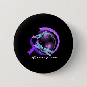 Hippie Dragonfly Purple Ribbon Overdose Awareness  Button