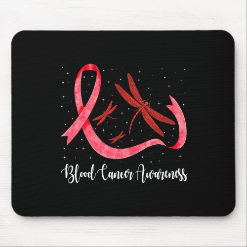 Hippie Dragonfly Red Ribbon Blood Cancer Awareness Mouse Pad
