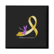 Hippie Dragonfly Yellow Ribbon Childhood Cancer Aw Magnet