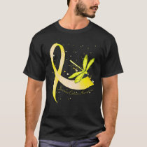 Hippie Dragonfly Yellow Ribbon Sarcoma Cancer Awar T-Shirt