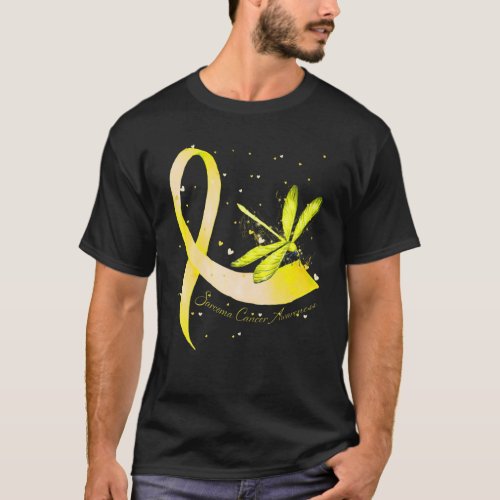 Hippie Dragonfly Yellow Ribbon Sarcoma Cancer Awar T_Shirt