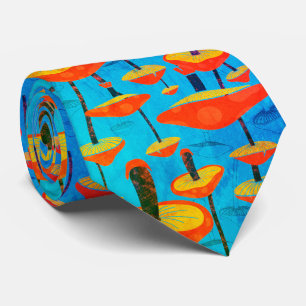 Hippie Dreamy Retro Vibe Enchanting Mushrooms Neck Tie