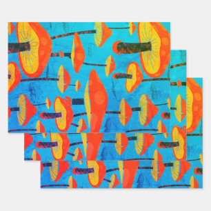 Hippie Dreamy Retro Vibe Enchanting Mushrooms Wrapping Paper Sheets