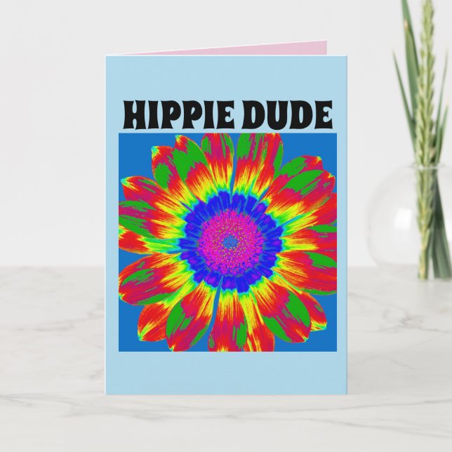 HIPPIE DUDE BIRTHDAY CARD (Front)