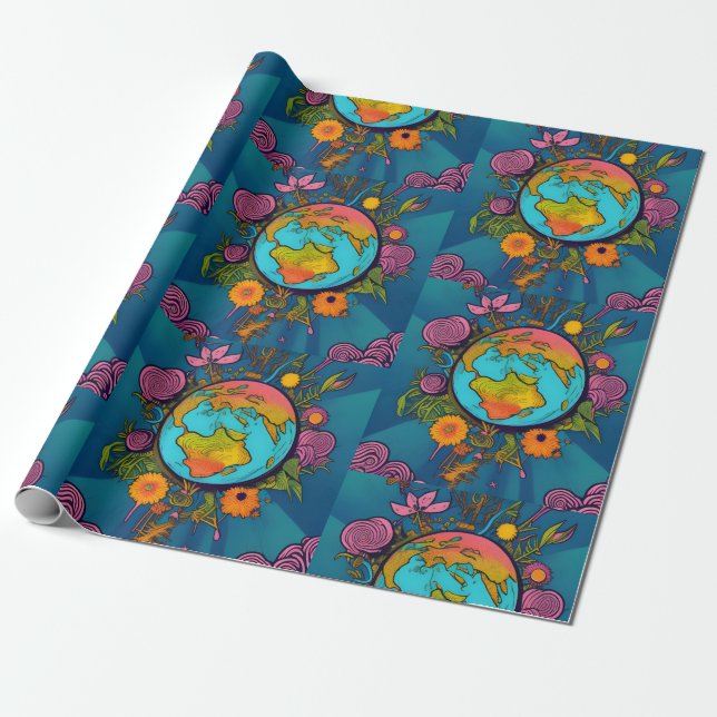 Hippie Earth Wrapping Paper (Unrolled)