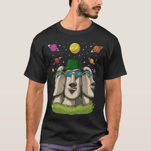 Hippie Easter Island Statues Psychedelic Moai Head T_Shirt