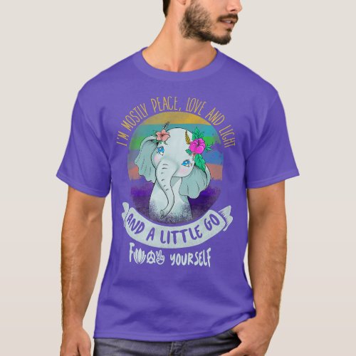 Hippie Elephant Im Mostly Peace Love Light Little  T_Shirt