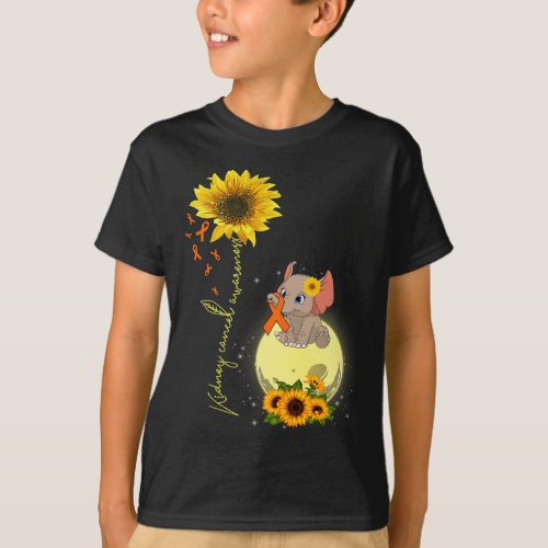 hippie elephant sunflower kidney cancer awareness  T_Shirt