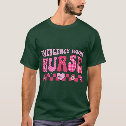 Hippie Emergency Room Nurse Valentines Day ER Nurs T_Shirt