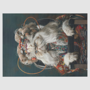 Hippie Fancy Cat in Salon Decoupage Tissue Paper