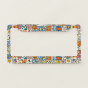 Hippie Floral Patchwork License Plate Frame