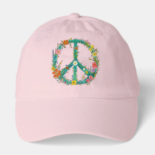 Hippie Floral Peace Sign Hat