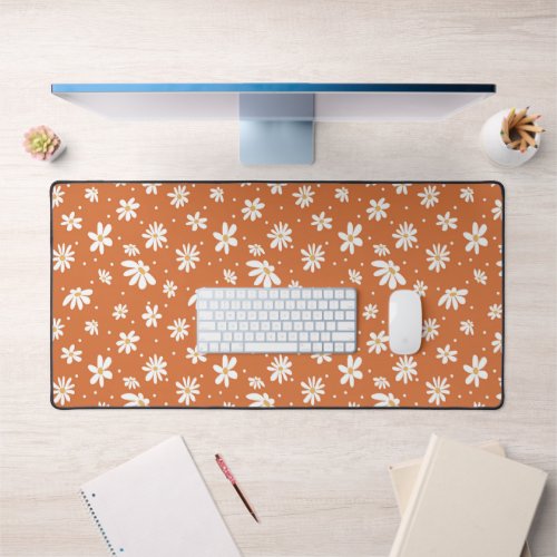 Hippie Floral Retro 70s Daisy Vintage Home Office Desk Mat