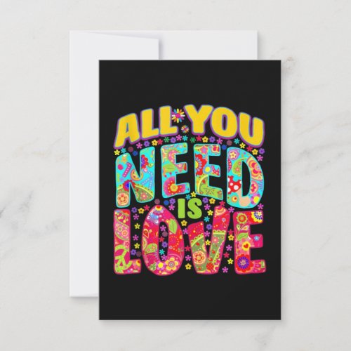 Hippie Flower All You Need Is Love Card
