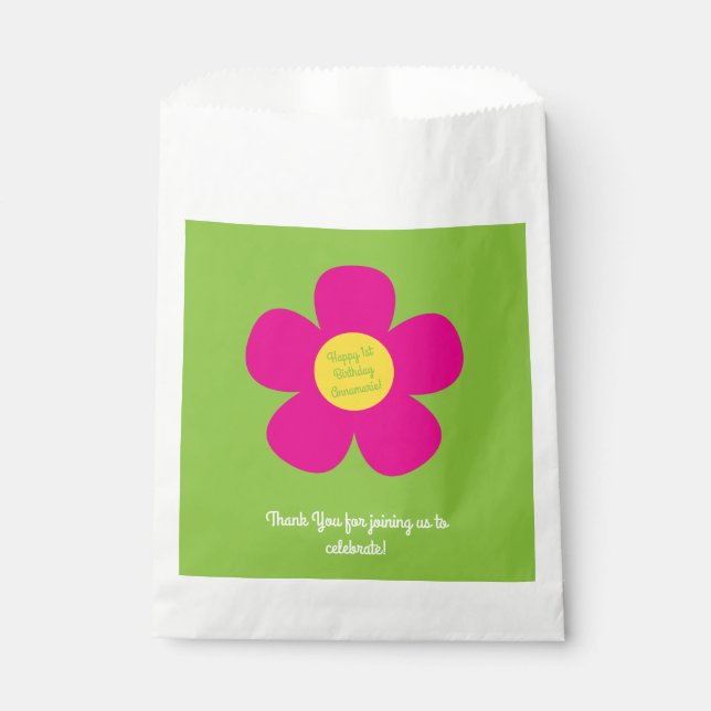 Hippie Flower Kid's Birthday Party Favor Bag (Front)
