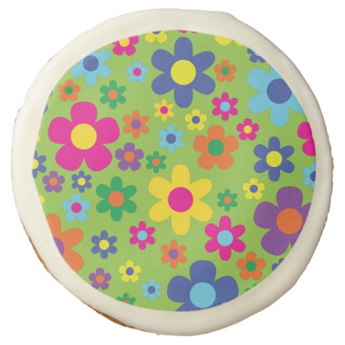 Hippie Flower Kids Birthday Party Sugar Cookie