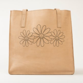Hippie Flower Leather Bag