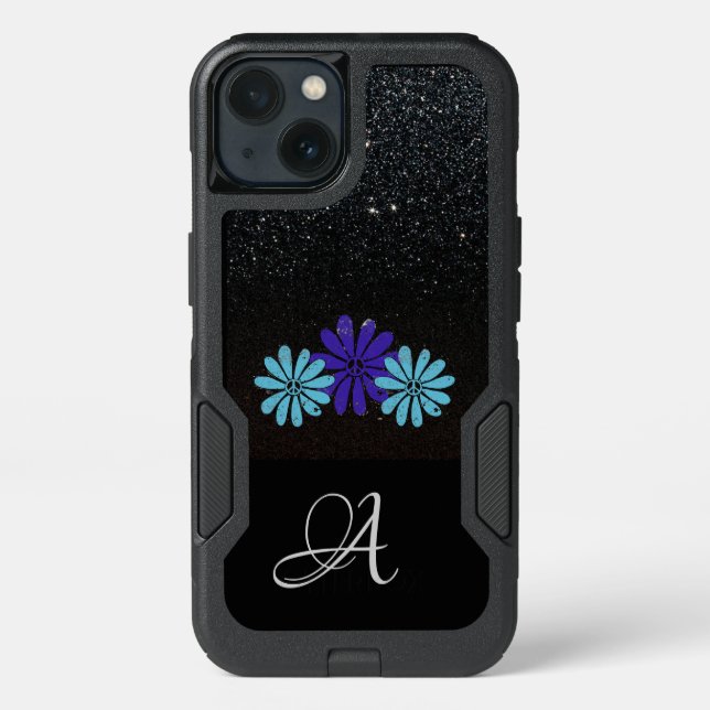 Hippie Flower Peace Sign Purple  Aqua Distressed Otterbox iPhone Case (Back)