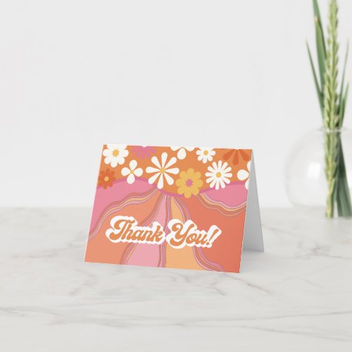 Hippie Flower Power 70s 60s Thank you note card