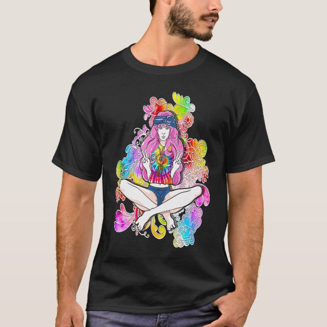 Hippie Flower Power Child Peace Girl T Party Festi T-Shirt (Front)