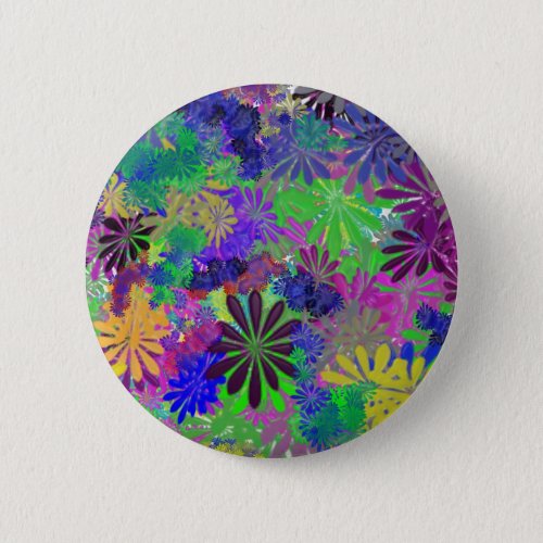 Hippie Flower Power Design Button