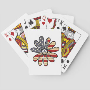 Hippie Flower Power Peace Sign American Flag Poker Cards