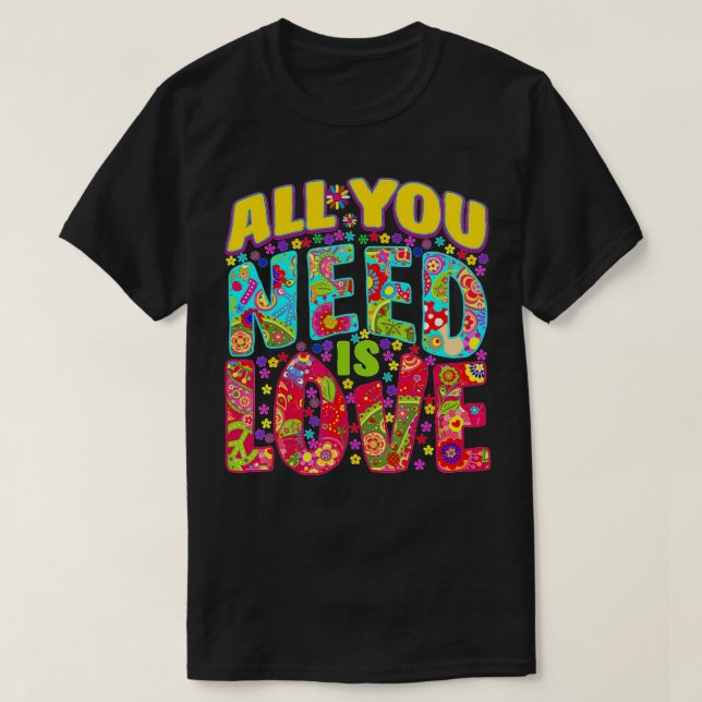 Hippie Flower Power PeaceLove Retro       0s       T-Shirt (Design Front)