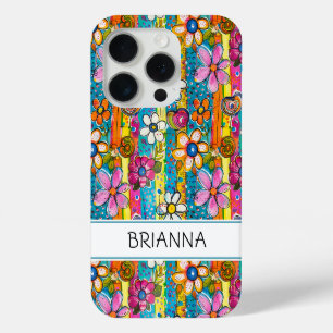 Hippie Flower Power Personalized iPhone 15 Pro Case