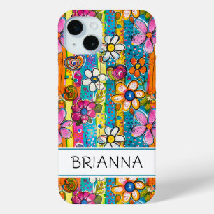 Hippie Flower Power Personalized iPhone 15 Plus Case