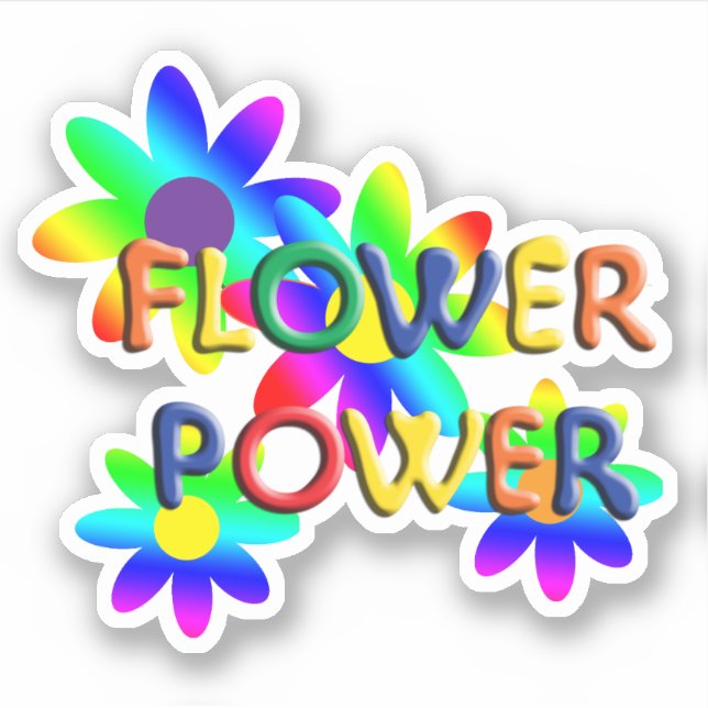 Hippie Flower Power Sticker (Front)