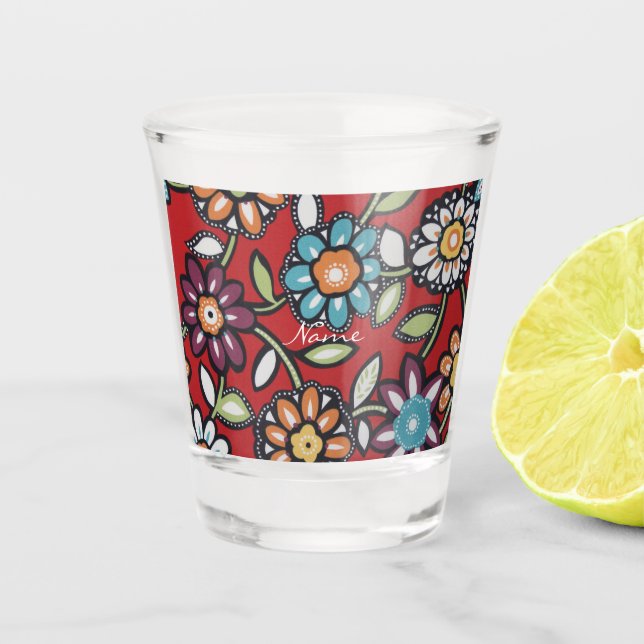 Hippie flower power Thunder_Cove  Shot Glass (Front)