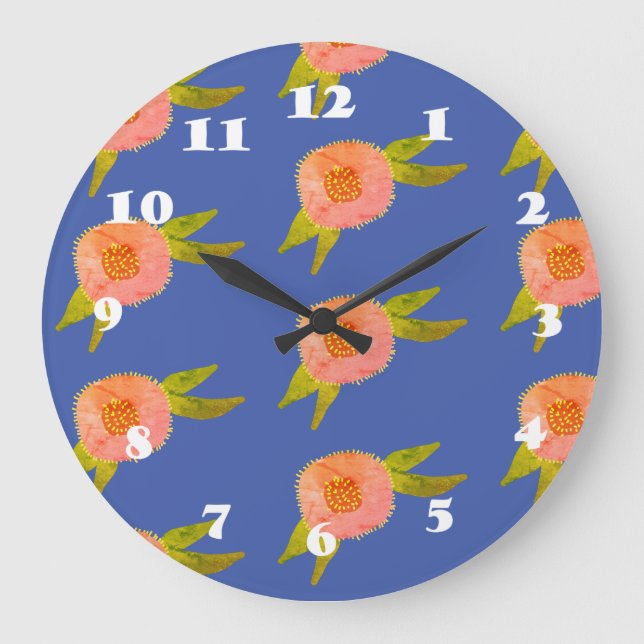 Hippie  Flowers Large Clock (Front)