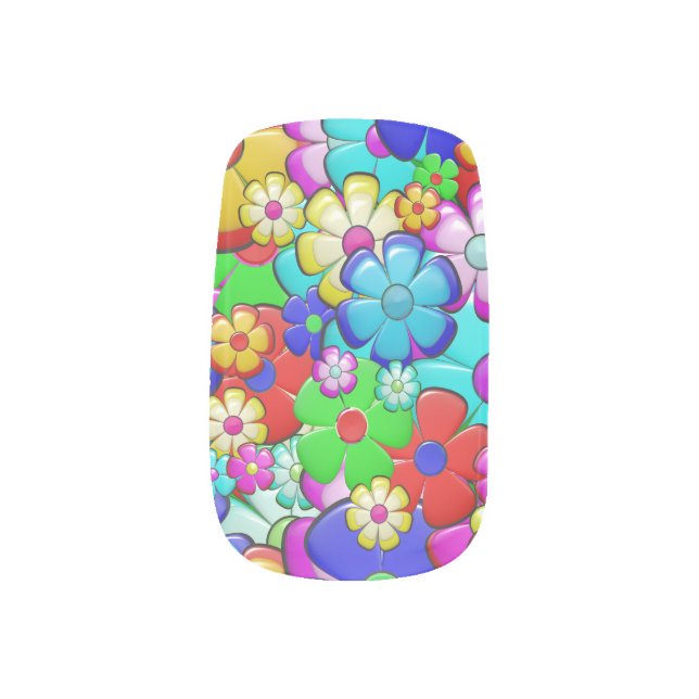 Hippie flowers minx nail art (Left Thumb)