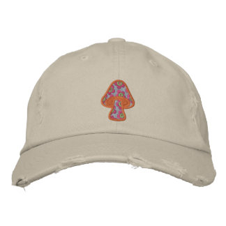 Hippie Flowers Mushroom Embroidered Baseball Hat