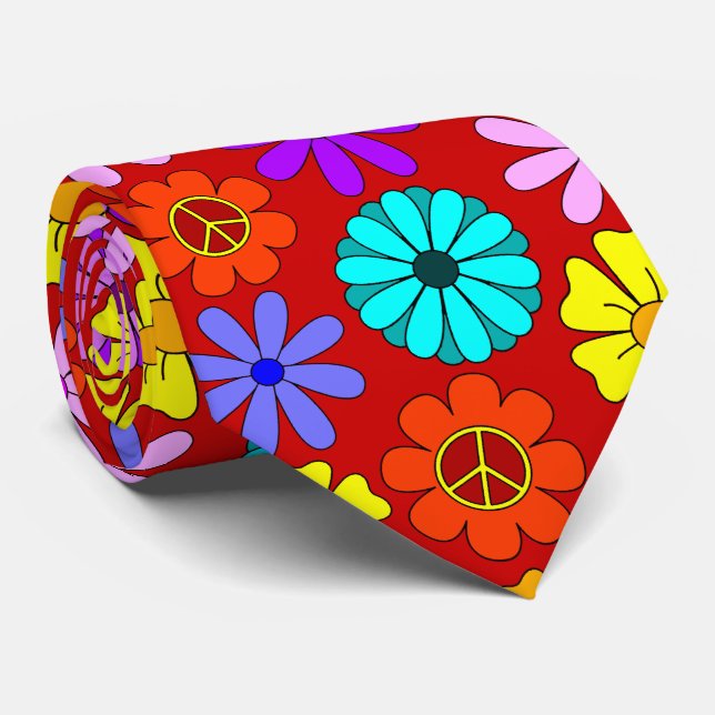 Hippie Flowers Neck Tie (Rolled)