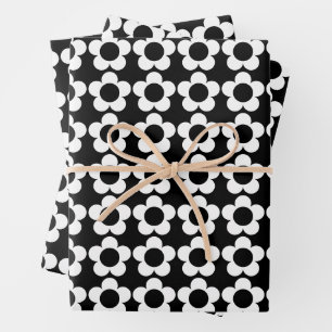 Hippie flowers pattern wrapping paper sheets