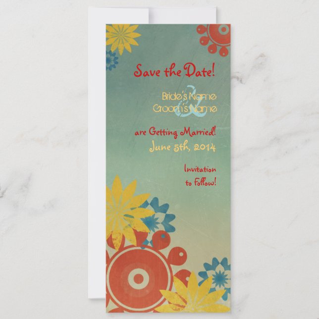 Hippie Flowers Vintage Save The Date (Front)