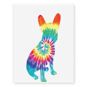 Hippie French Bulldog  Puppy Gift Temporary Tattoos