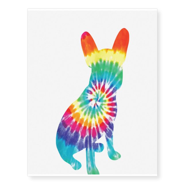 Hippie French Bulldog  Puppy Gift Temporary Tattoos (Front)