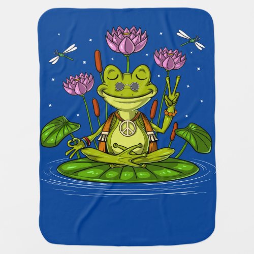 Hippie Frog Meditation Baby Blanket