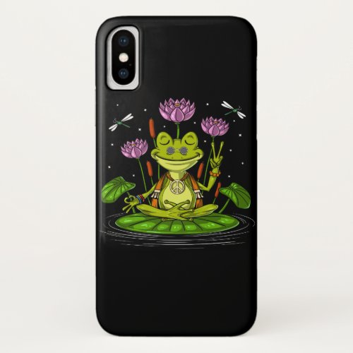 Hippie Frog Meditation iPhone X Case
